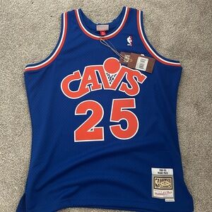 Mitchell & Ness Blue Cavaliers Jersey with Orange Accents